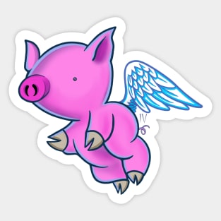 Cute Funny Flying Pig Sticker